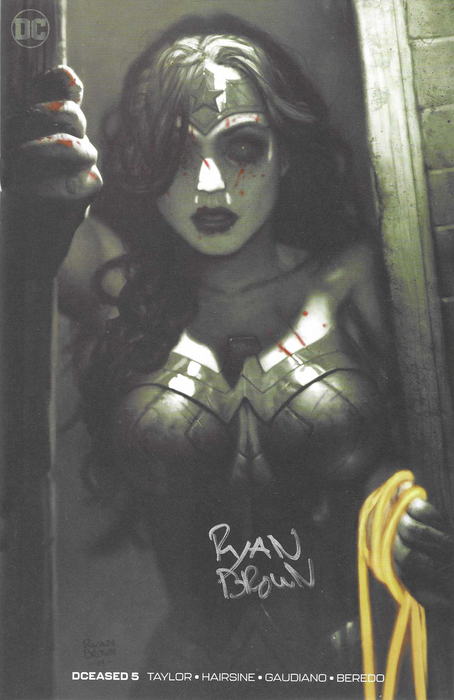 DCEASED #5 - Black & White Zombie Virgin Variant Cover (Wonder Woman) - Ryan Brown - Signed